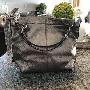 Coach purse with grey scarf
